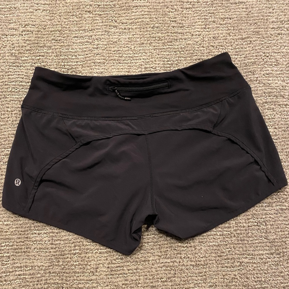 Lululemon; black; speed-up shorts; size 6